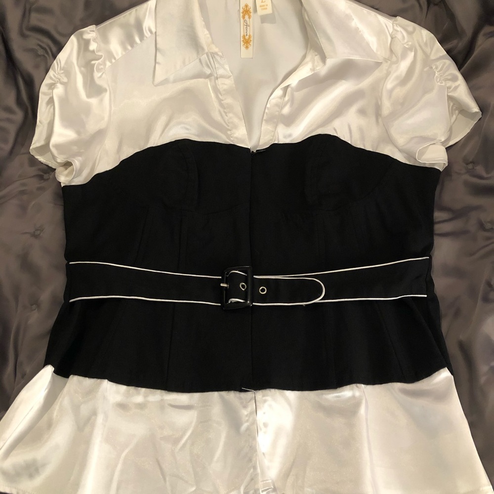 Silky corseted blouse